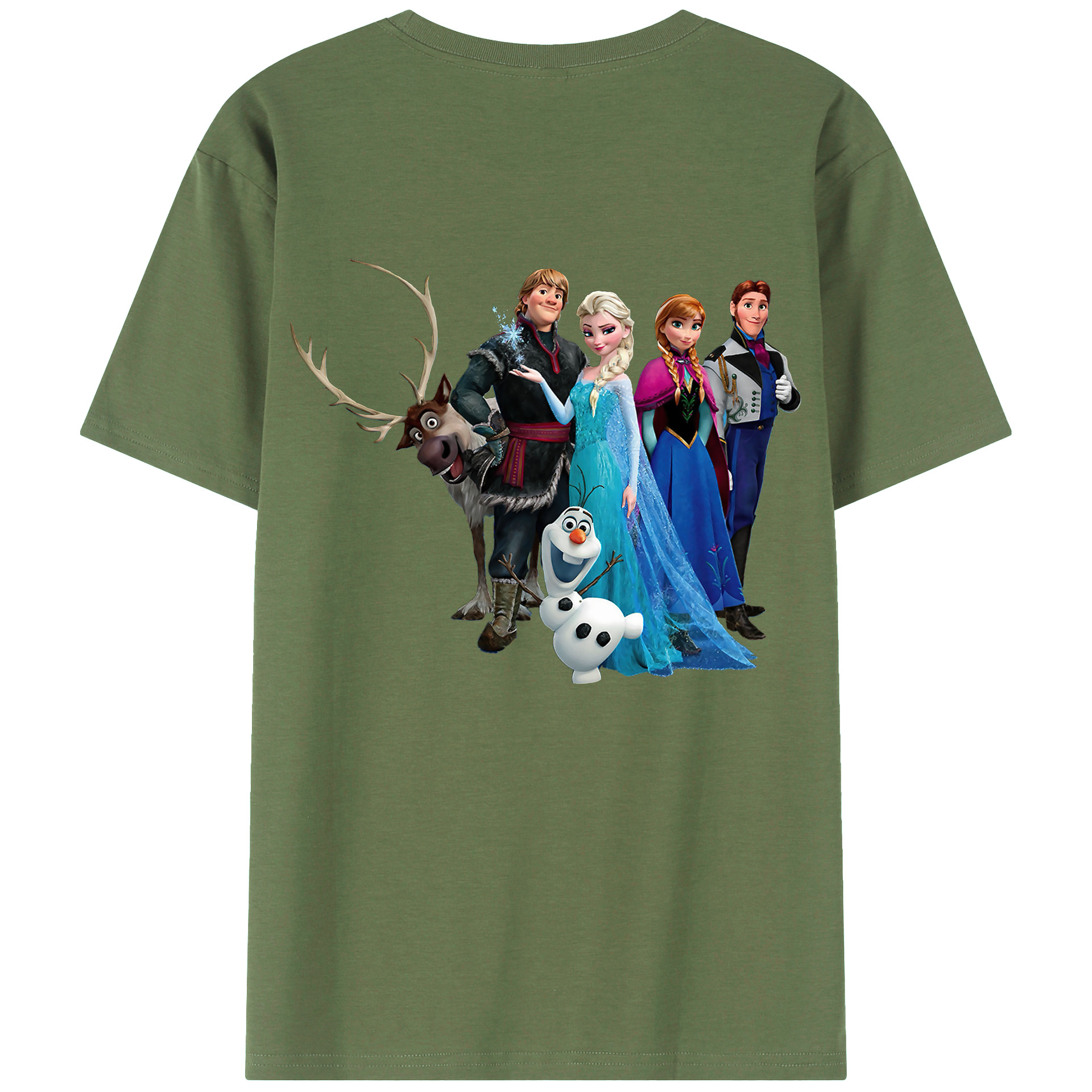 （画像用） アナと雪の女王 アンナ エルサ Frozen Anna Elsa 綿100％ メンズ半袖Tシャツ（バックプリント） 通気性